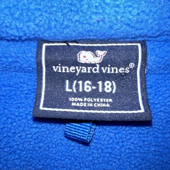 Vineyard Vines Kids Quarter Zip Blue & Red Fleece Pullover Sweater Large 16-18 - Picture 5 of 8